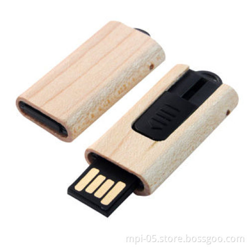 Wooden Pull Button USB Flash Drive